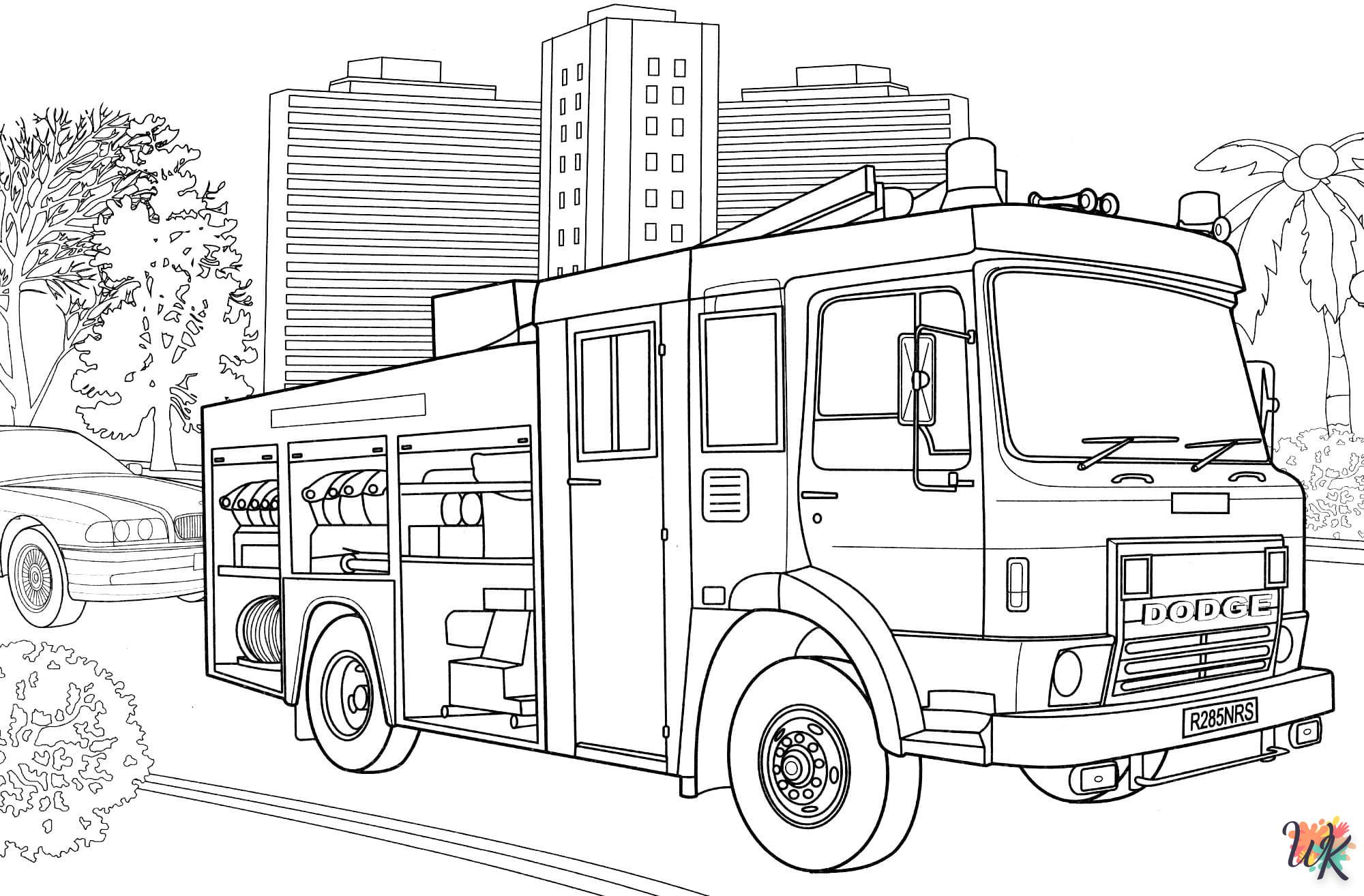 coloriage Camion de Pompier  à imprimer gratuitement pdf