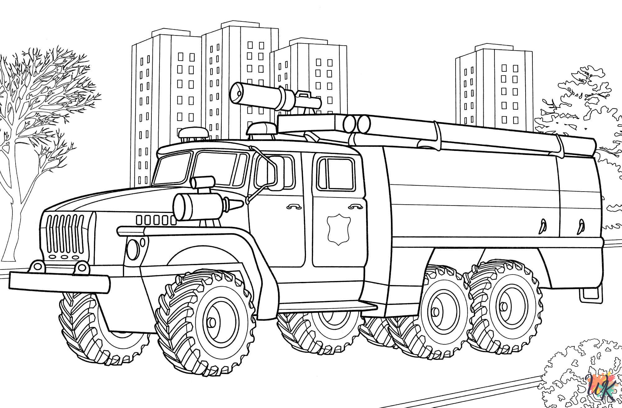 coloriage Camion de Pompier  a dessiner en ligne