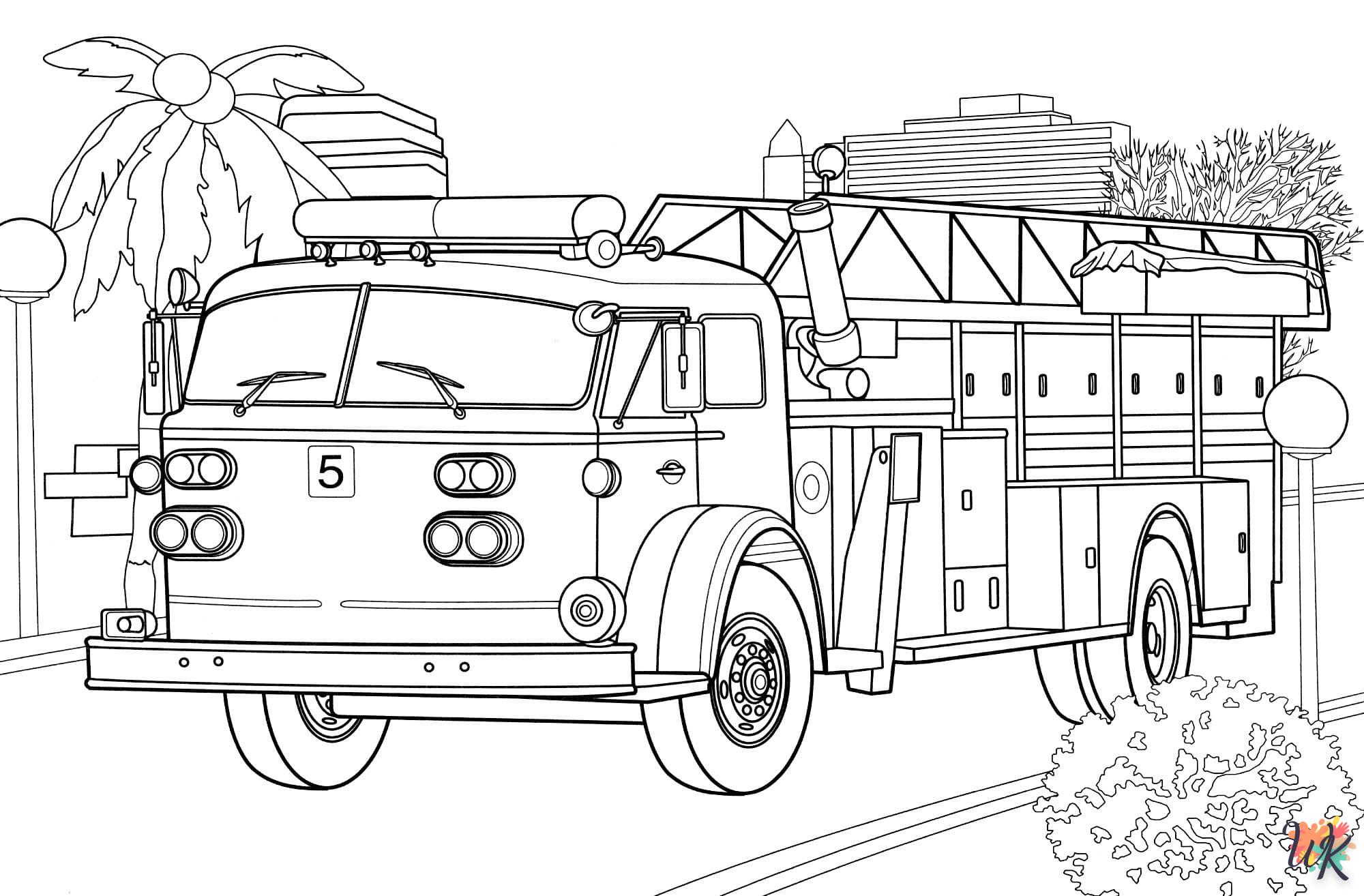 coloriage Camion de Pompier  bebe à imprimer