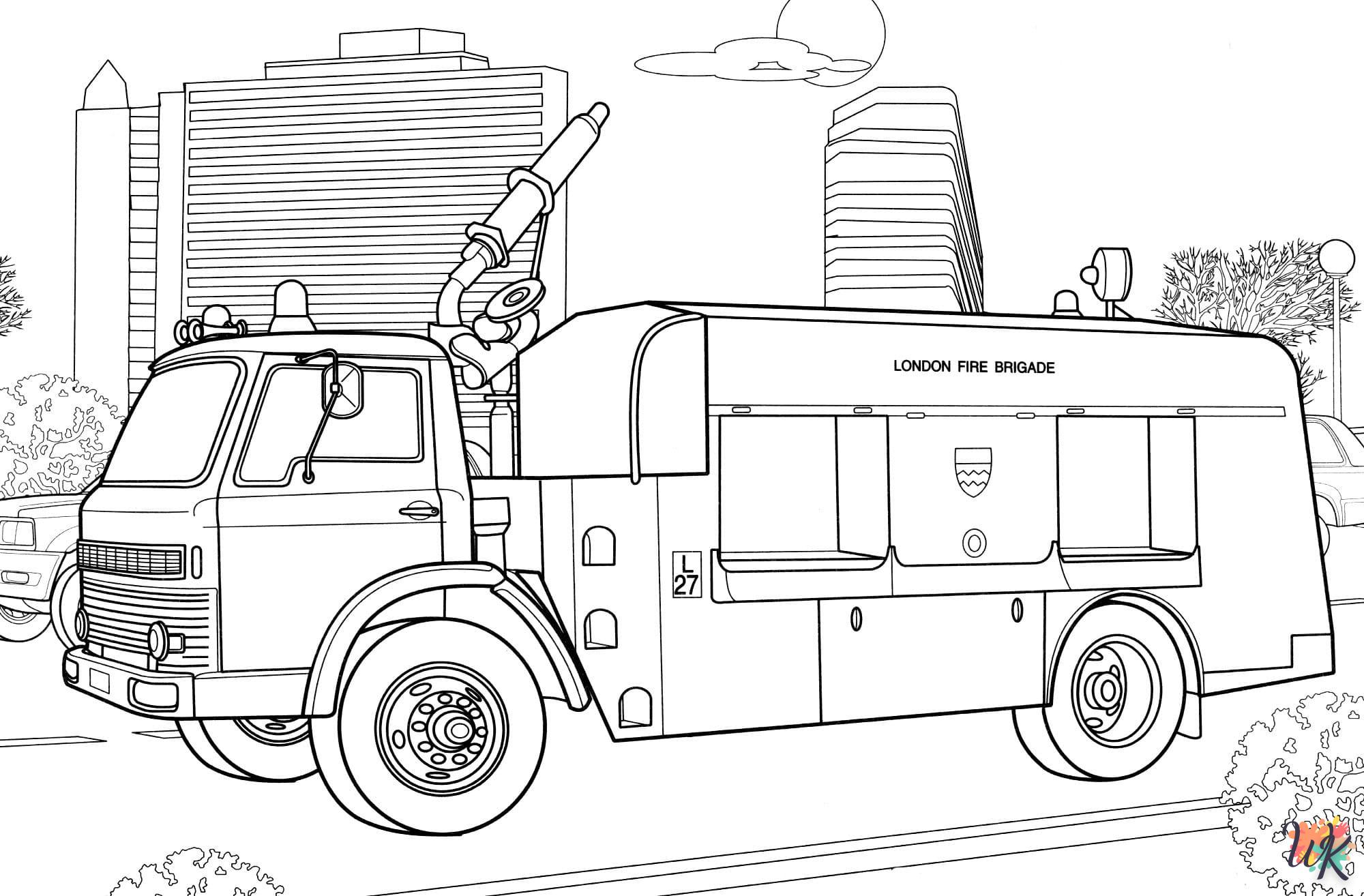 coloriage Camion de Pompier  pour enfants à télécharger