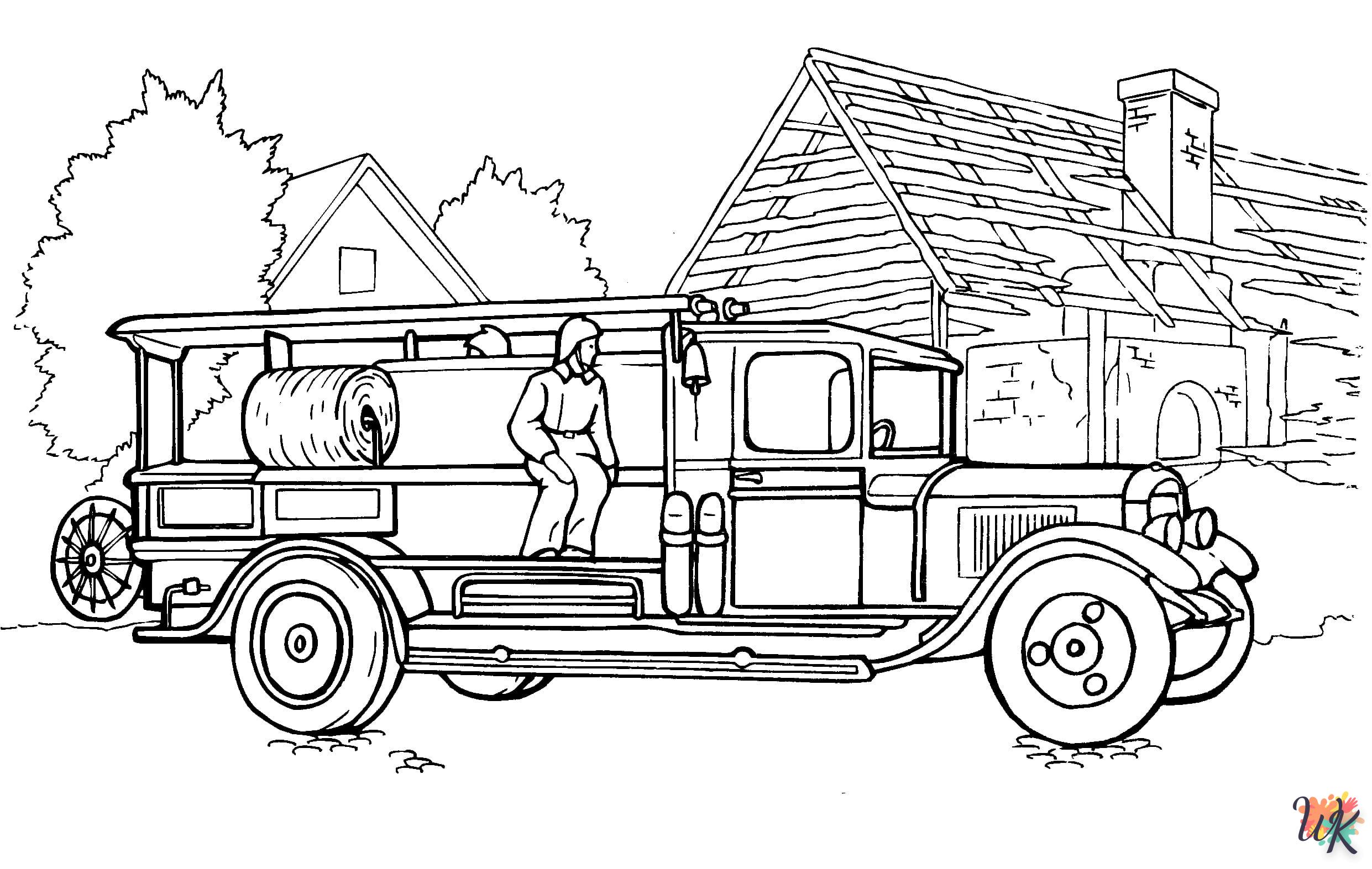 coloriage Camion de Pompier  a imprimer enfant 6 ans