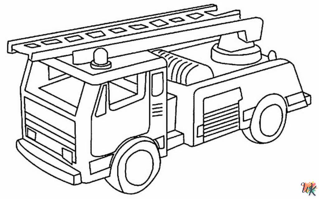 image de coloriage Camion de Pompier  pour enfant