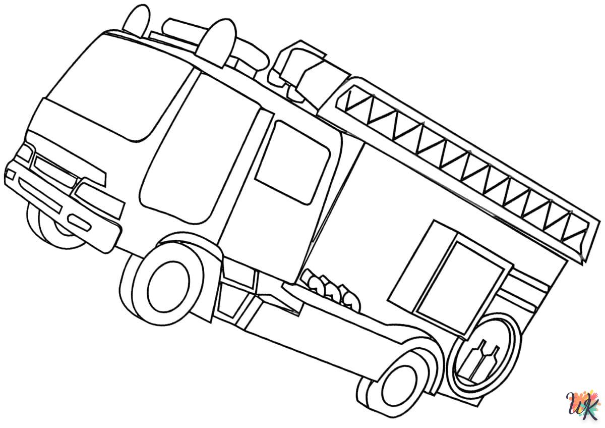 coloriage Camion de Pompier  licorne en ligne gratuit à imprimer