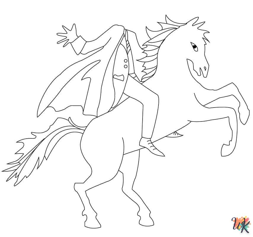 coloriage Headless Horseman  enfant à imprimer gratuit