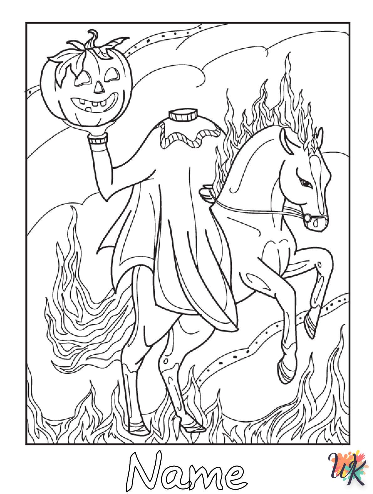 coloriage Headless Horseman  enfant à imprimer pdf