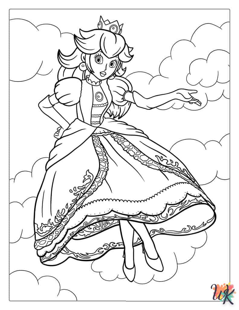 coloriage Princesse Peach  de noël gratuit à imprimer en ligne