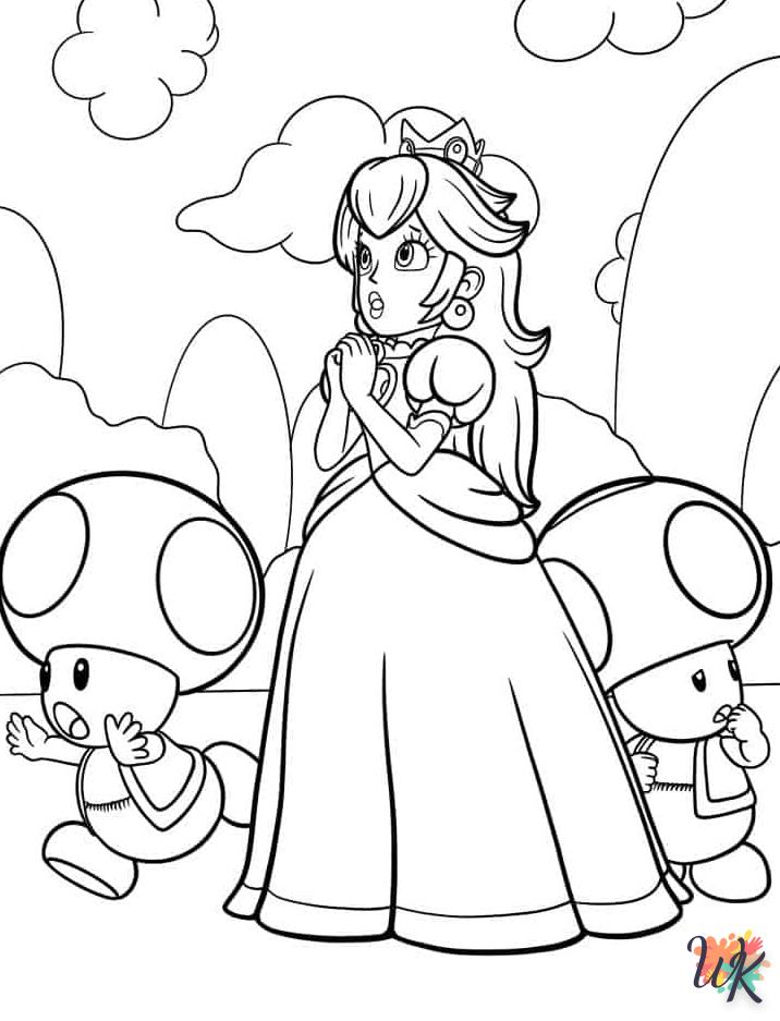 coloriage Princesse Peach  de noël gratuit à imprimer en ligne