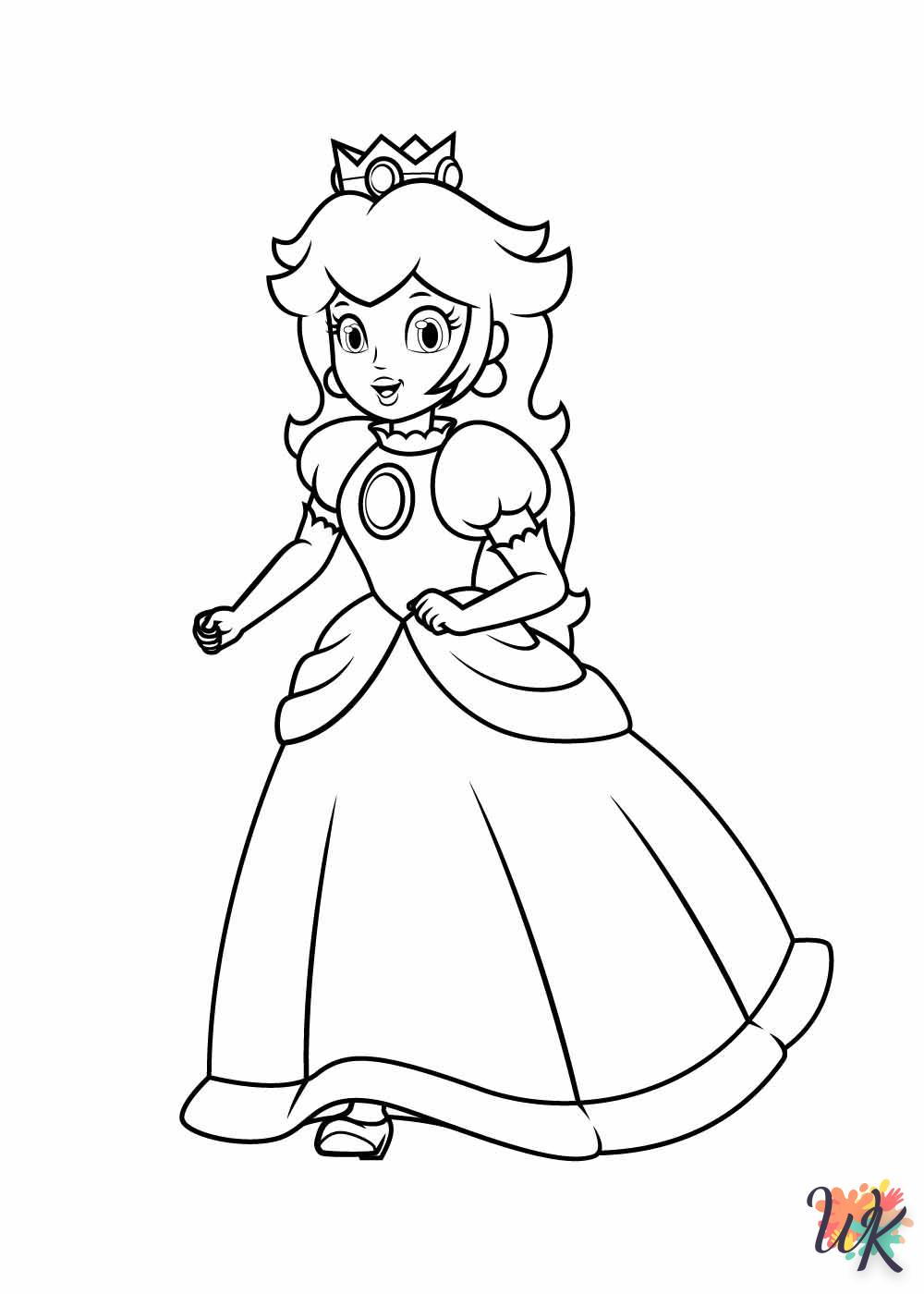 coloriage Princesse Peach  a imprimer pour enfant de 4 ans