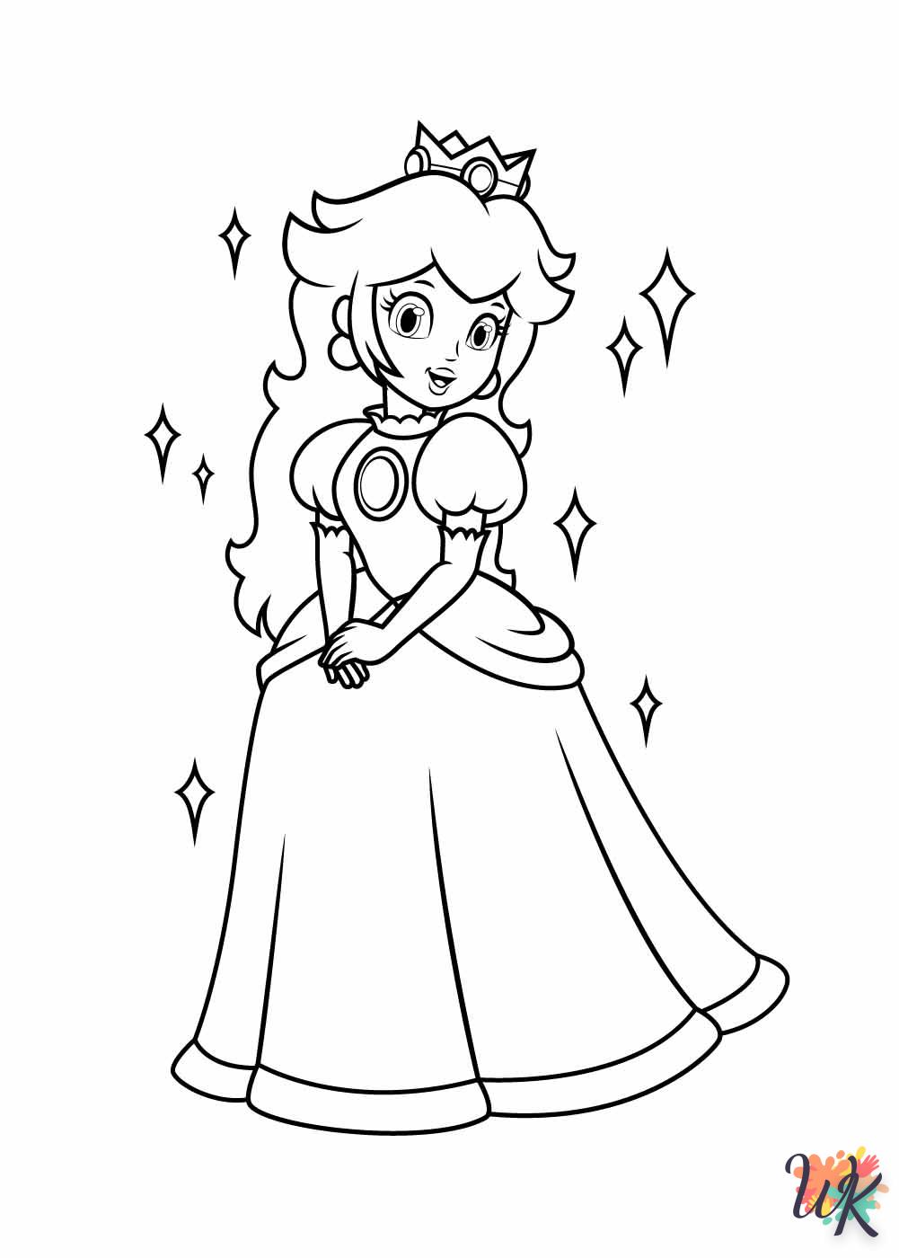 coloriage Princesse Peach  à imprimer pour enfant de 6 ans