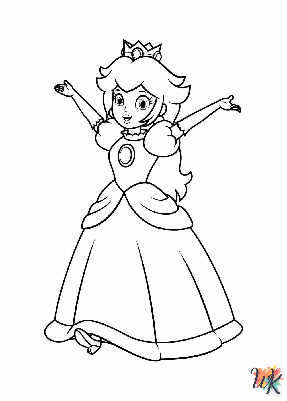 coloriage Princesse Peach  enfant à imprimer pdf