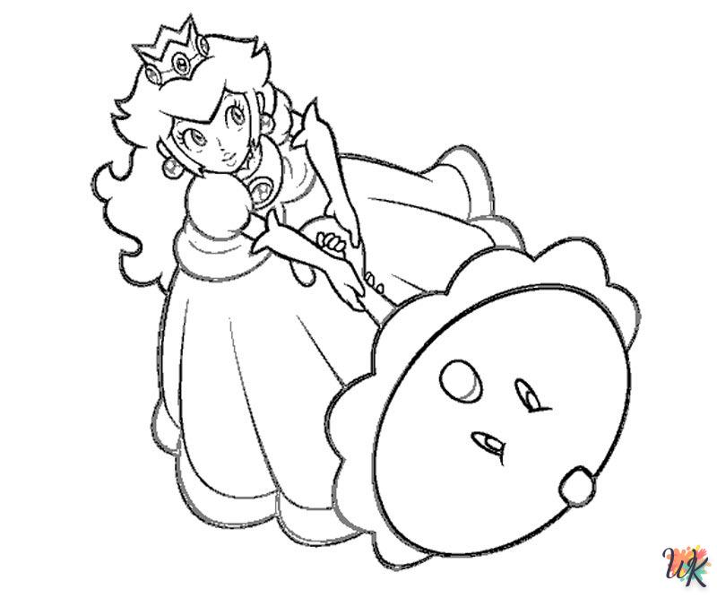 coloriage Princesse Peach  gratuit à imprimer