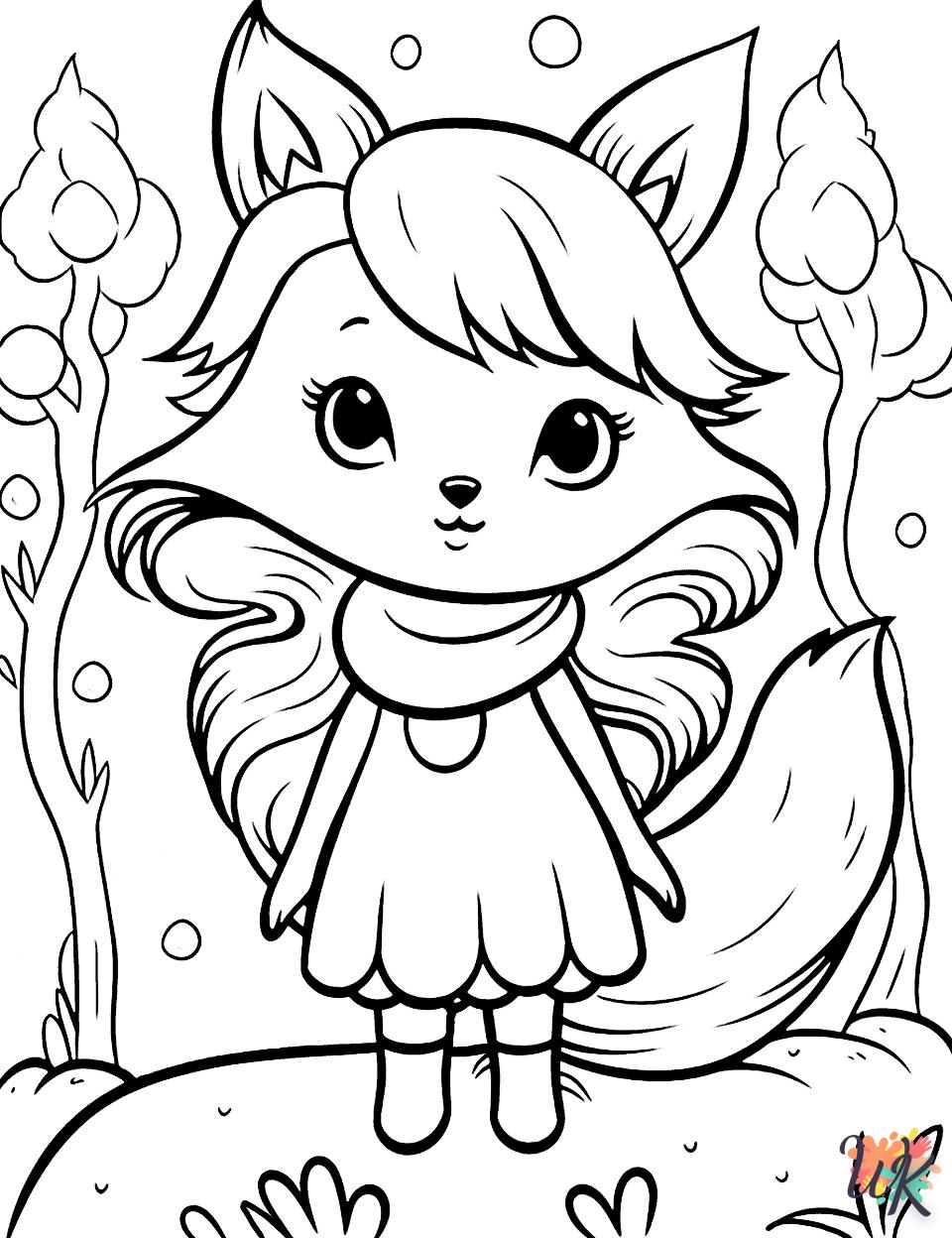 coloriage Renard  et decoupage a imprimer gratuit