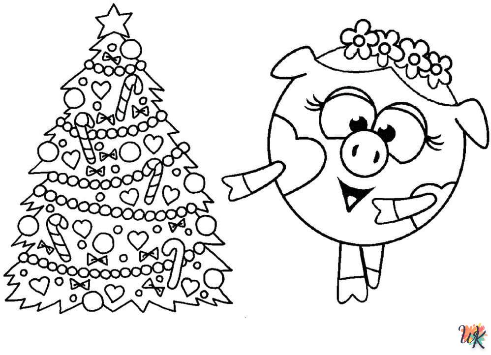 coloriage Sapin de Noël  à imprimer kawaii