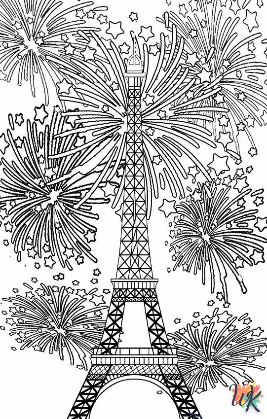 coloriage Tour Eiffel  à imprimer kawaii