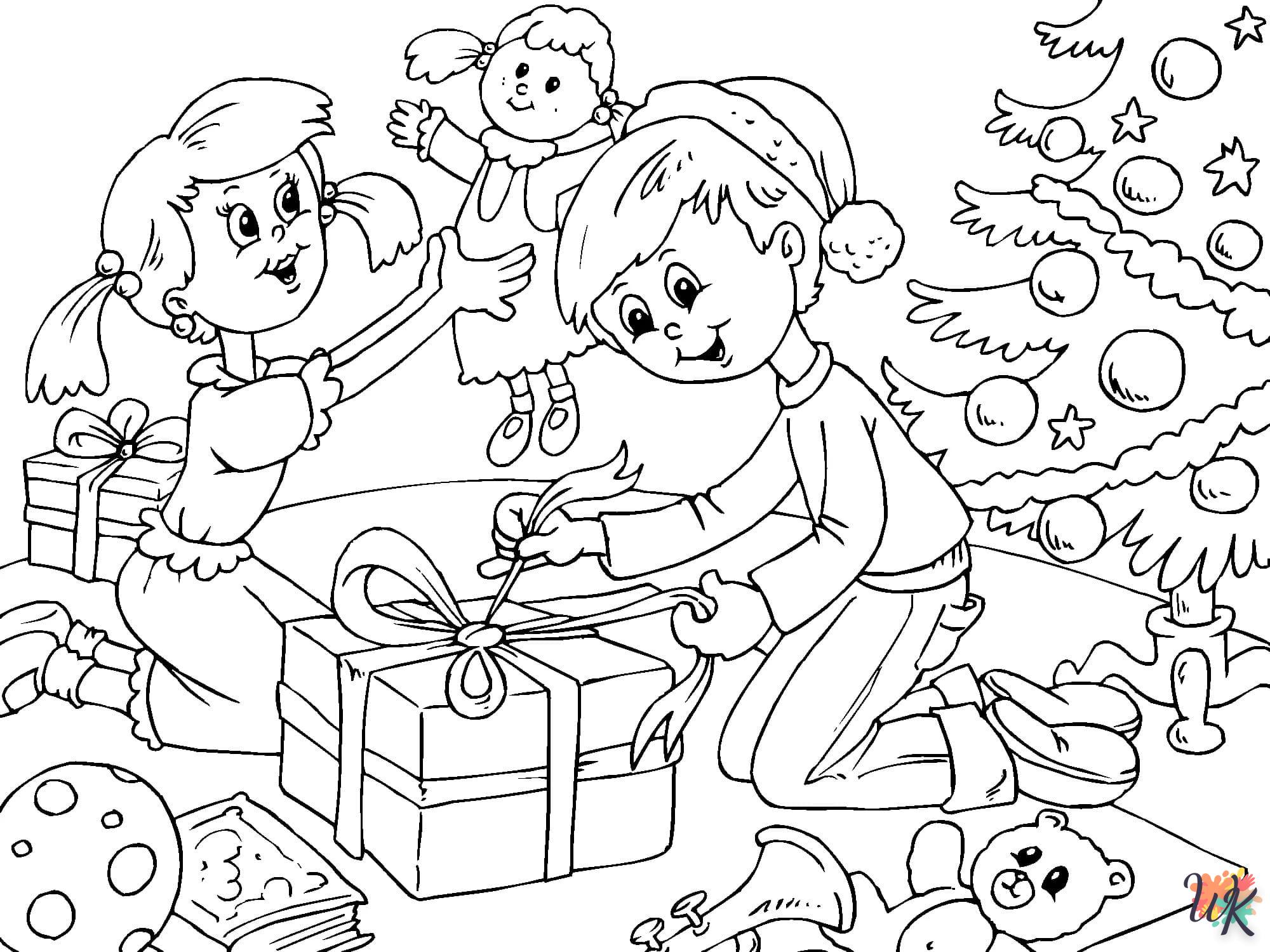 coloriage Cadeaux de Noel  licorne en ligne gratuit à imprimer