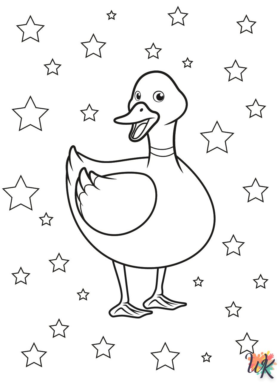 coloriage Canard  à imprimer kawaii