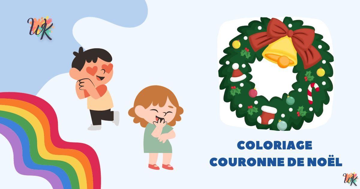 Coloriage Couronne de Noël Décorations mignonnes pour bébés 2 Coloriage Couronne de Noël Décorations mignonnes pour bébés