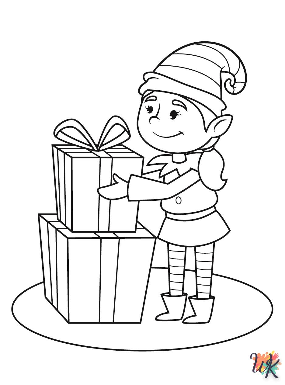 coloriage Elfe de Noël  pour enfant de 10 ans