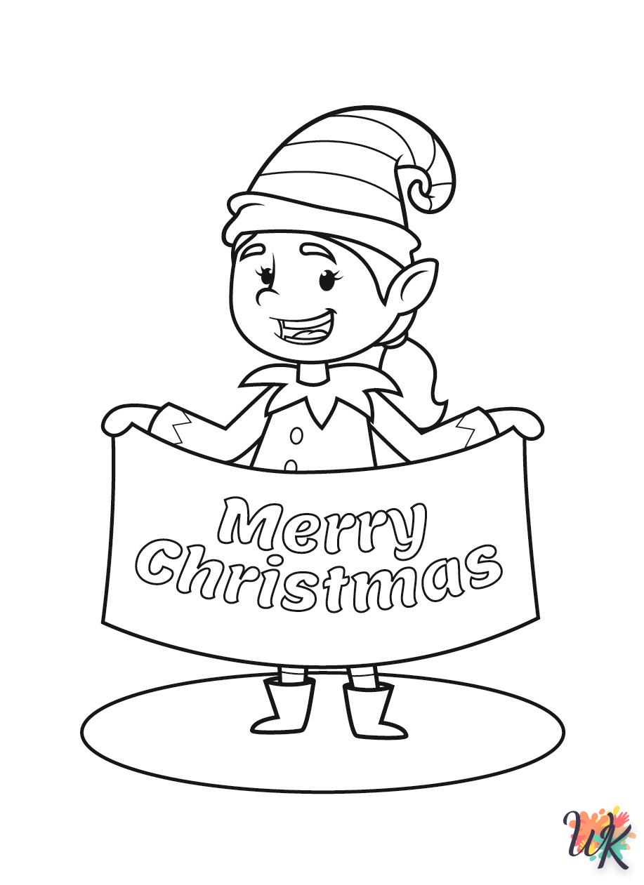 coloriage Elfe de Noël  gratuit à imprimer