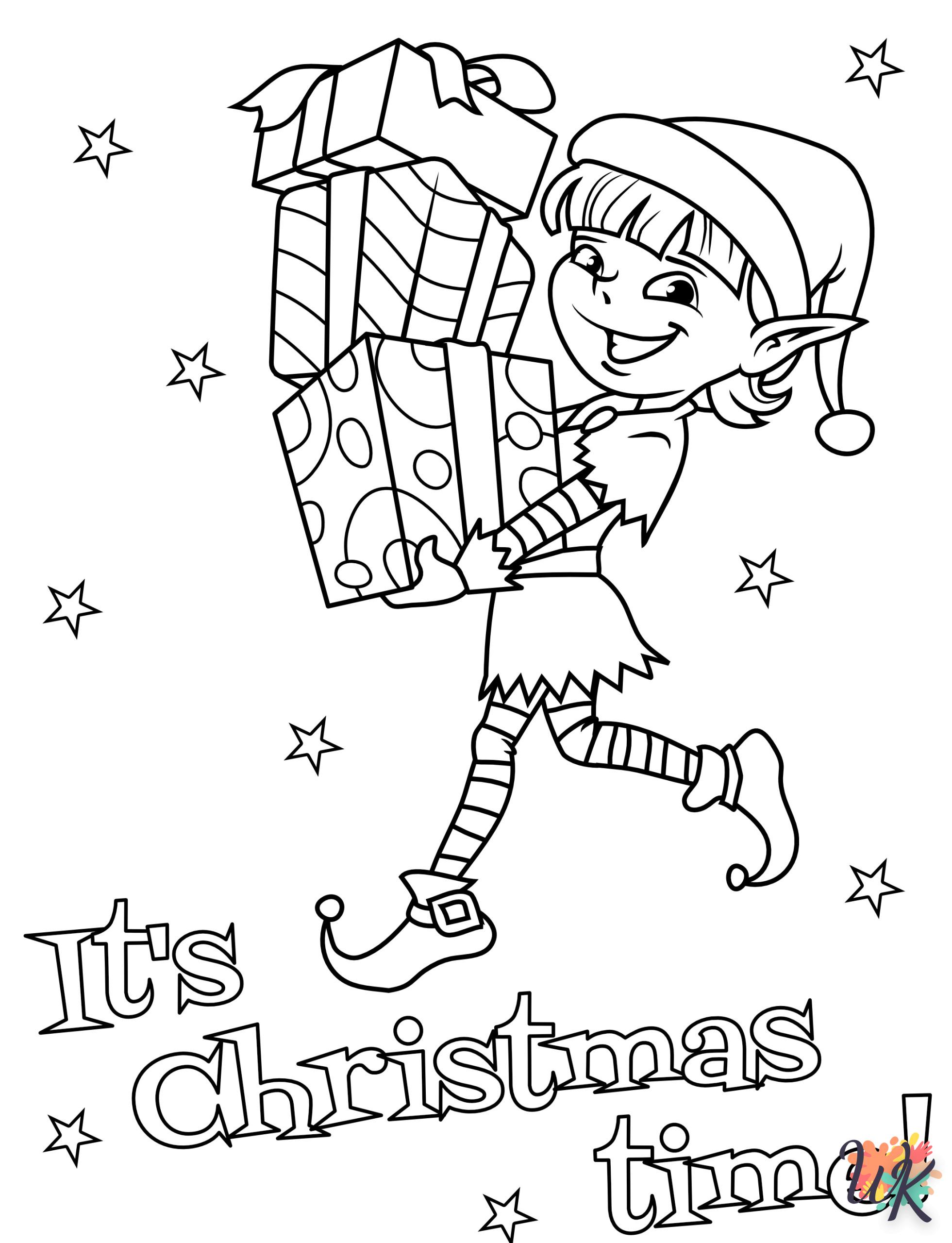 coloriage Elfe de Noël  enfant 7 ans a imprimer