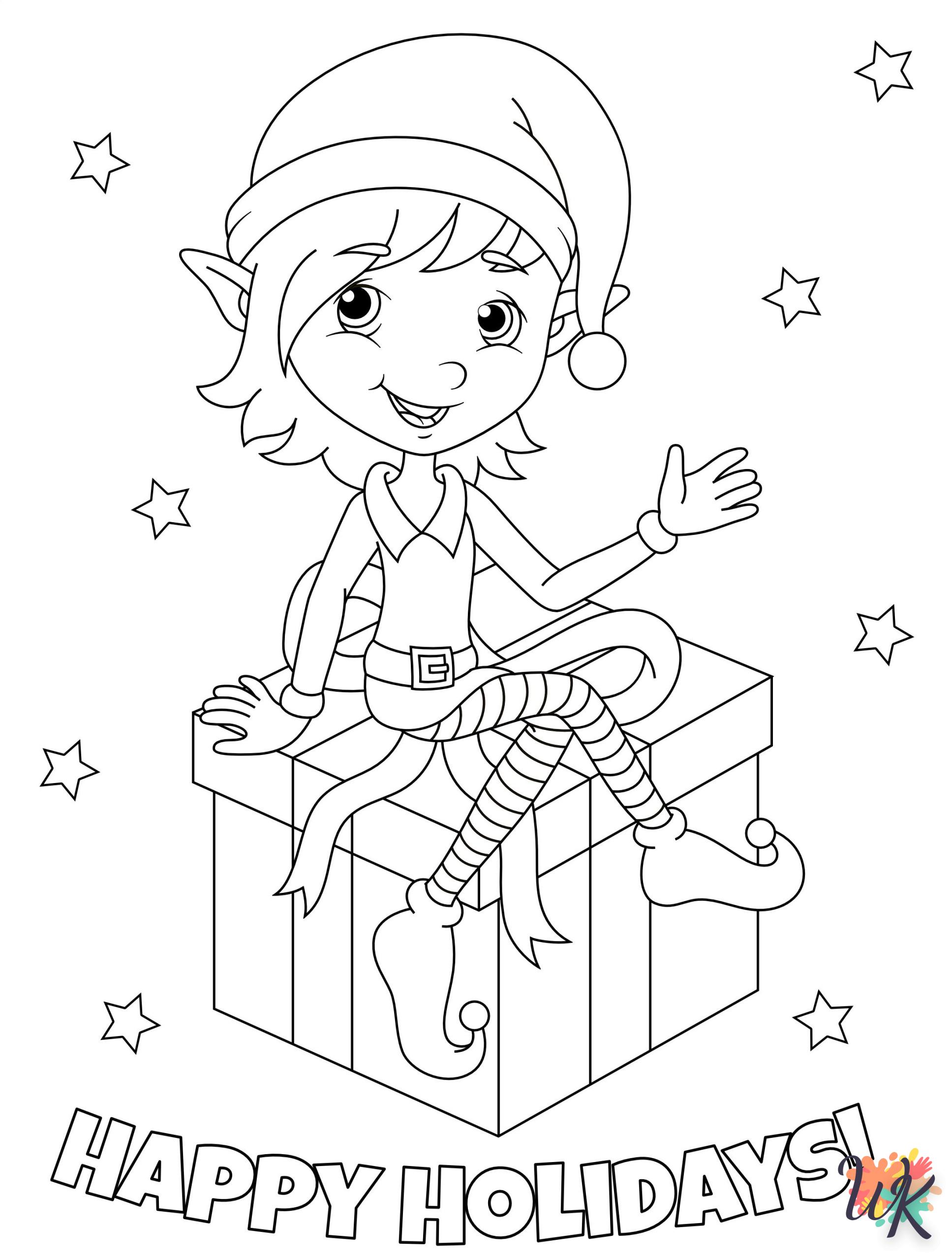 coloriage Elfe de Noël  en ligne pour enfant