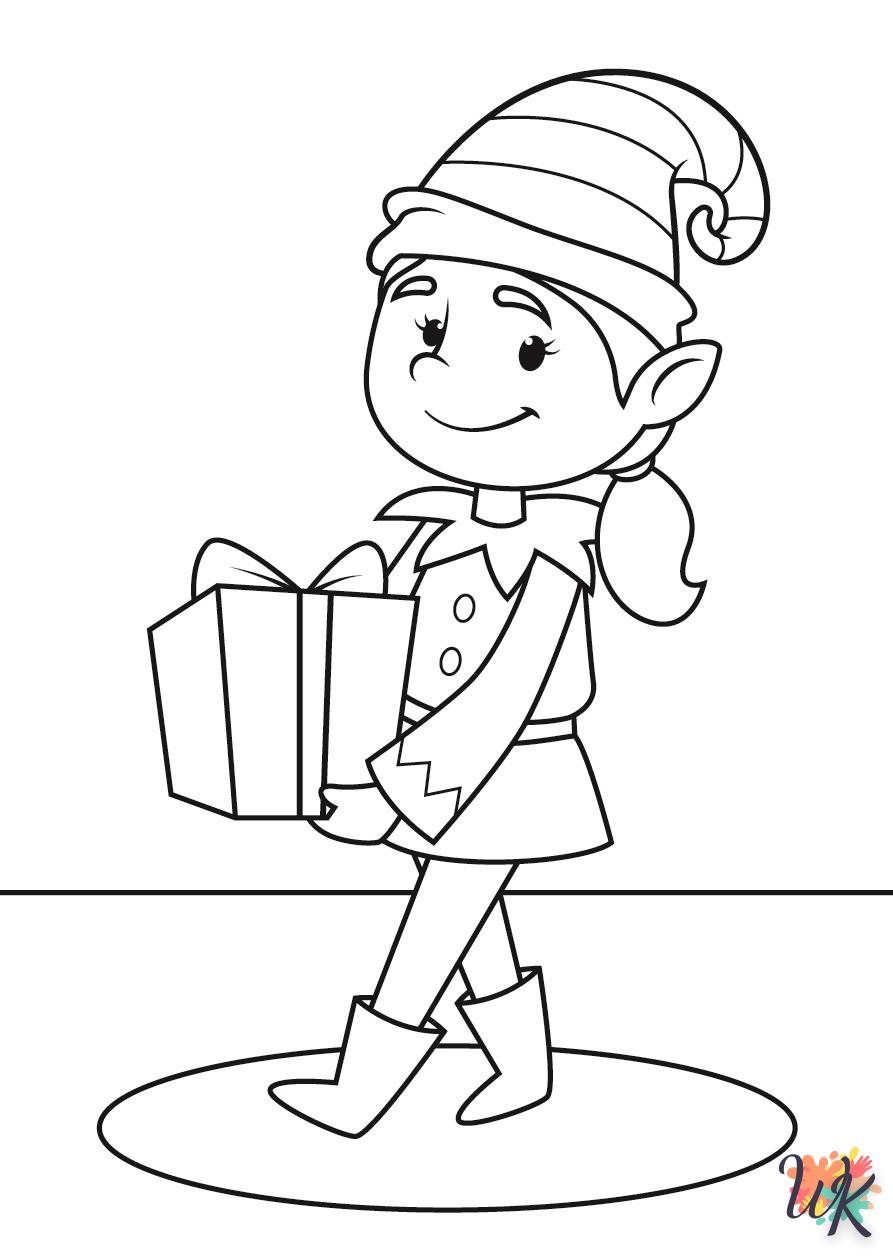 coloriage Elfe de Noël  à imprimer pour enfant de 10 ans