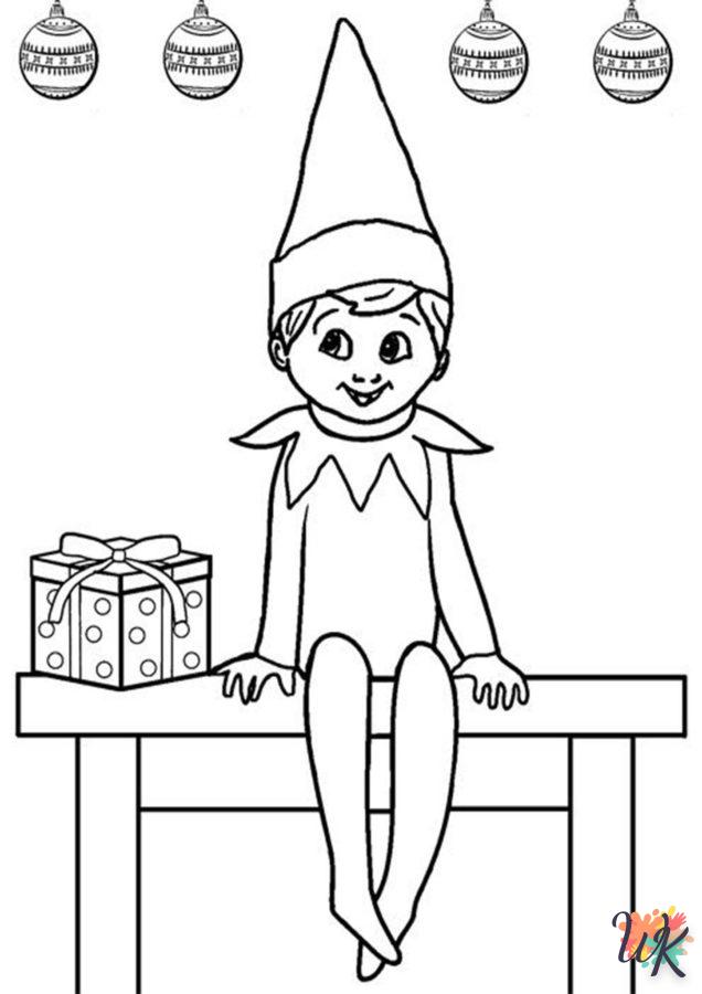 coloriage Elfe sur l’étagère  a imprimer pour enfant de 4 ans