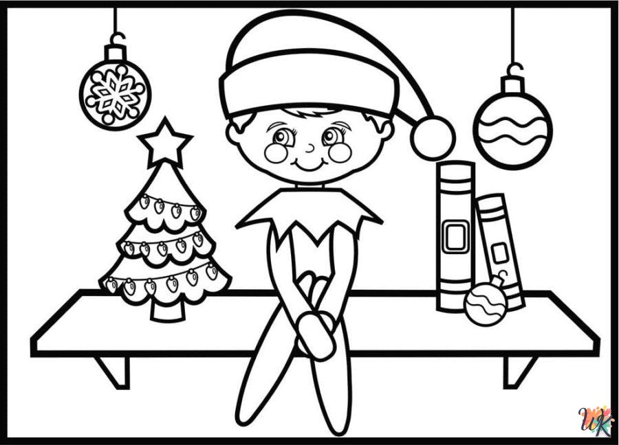 coloriage Elfe sur l’étagère  pour enfants