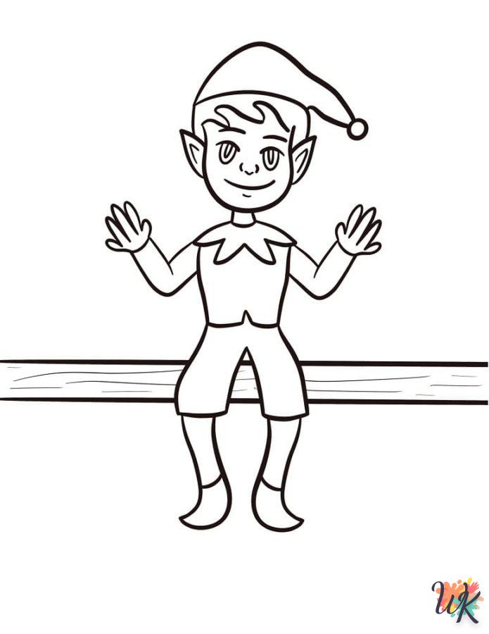 coloriage Elfe sur l’étagère  à imprimer pour enfant de 3 ans