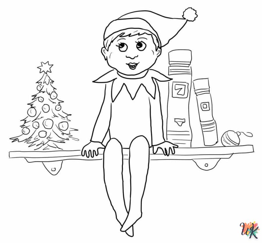 coloriage Elfe sur l’étagère  pour enfant de 8 ans