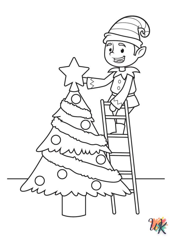 coloriage Elfe sur l’étagère  gratuit pour enfants