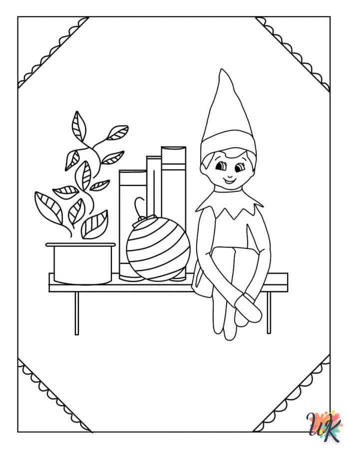 coloriage Elfe sur l’étagère  et apprentissage