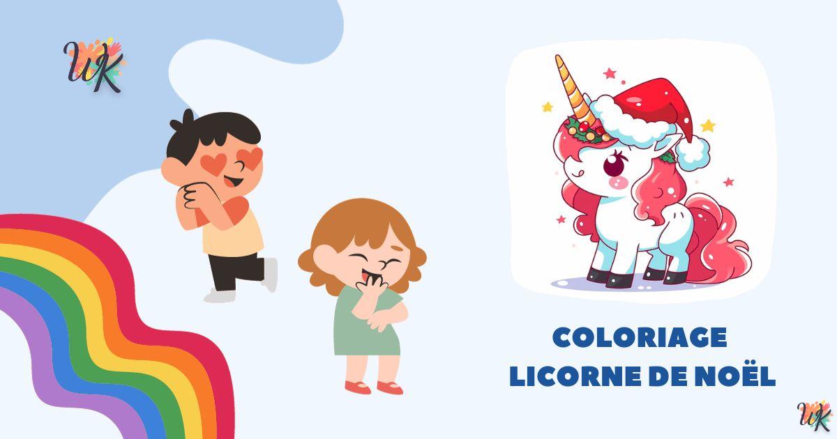 Coloriage Licorne de Noël créatures adorables pour bébés 7 Coloriage Licorne de Noël créatures adorables pour bébés