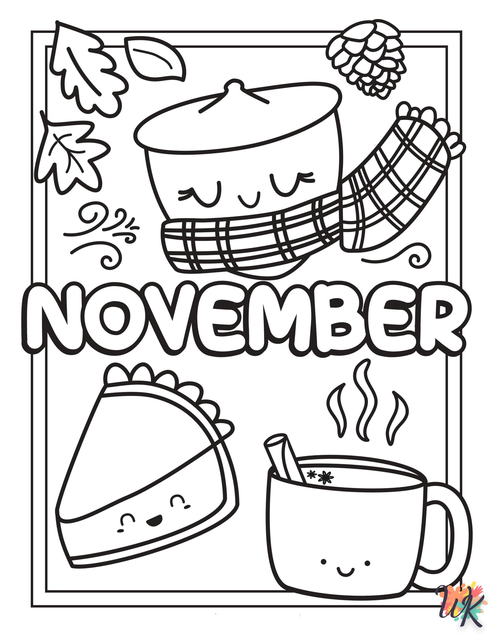 coloriage Novembre  à imprimer a4