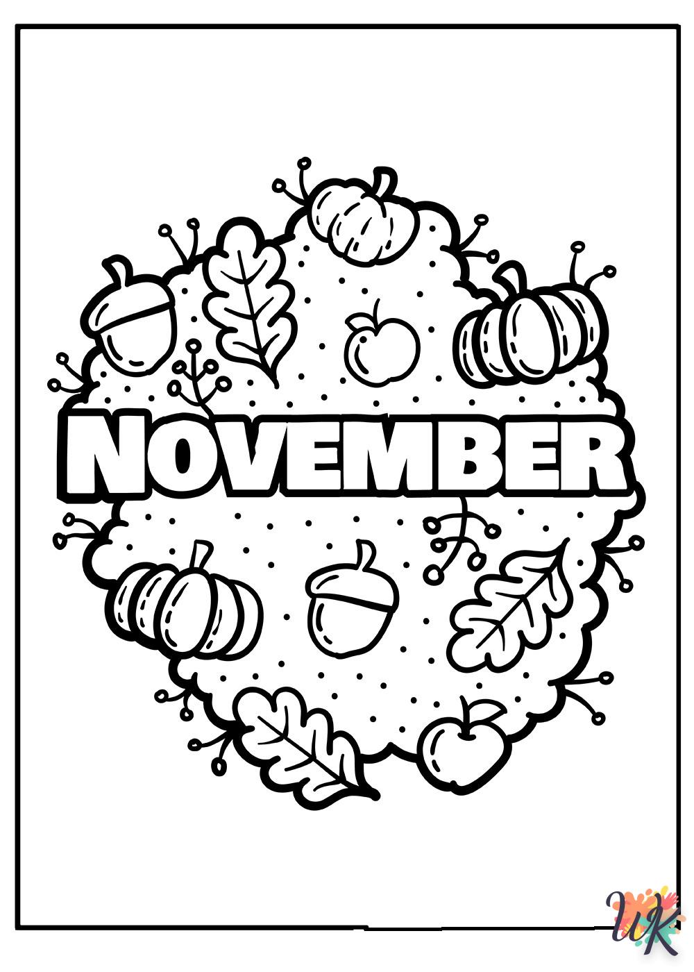 coloriage Novembre  gratuit pour enfants