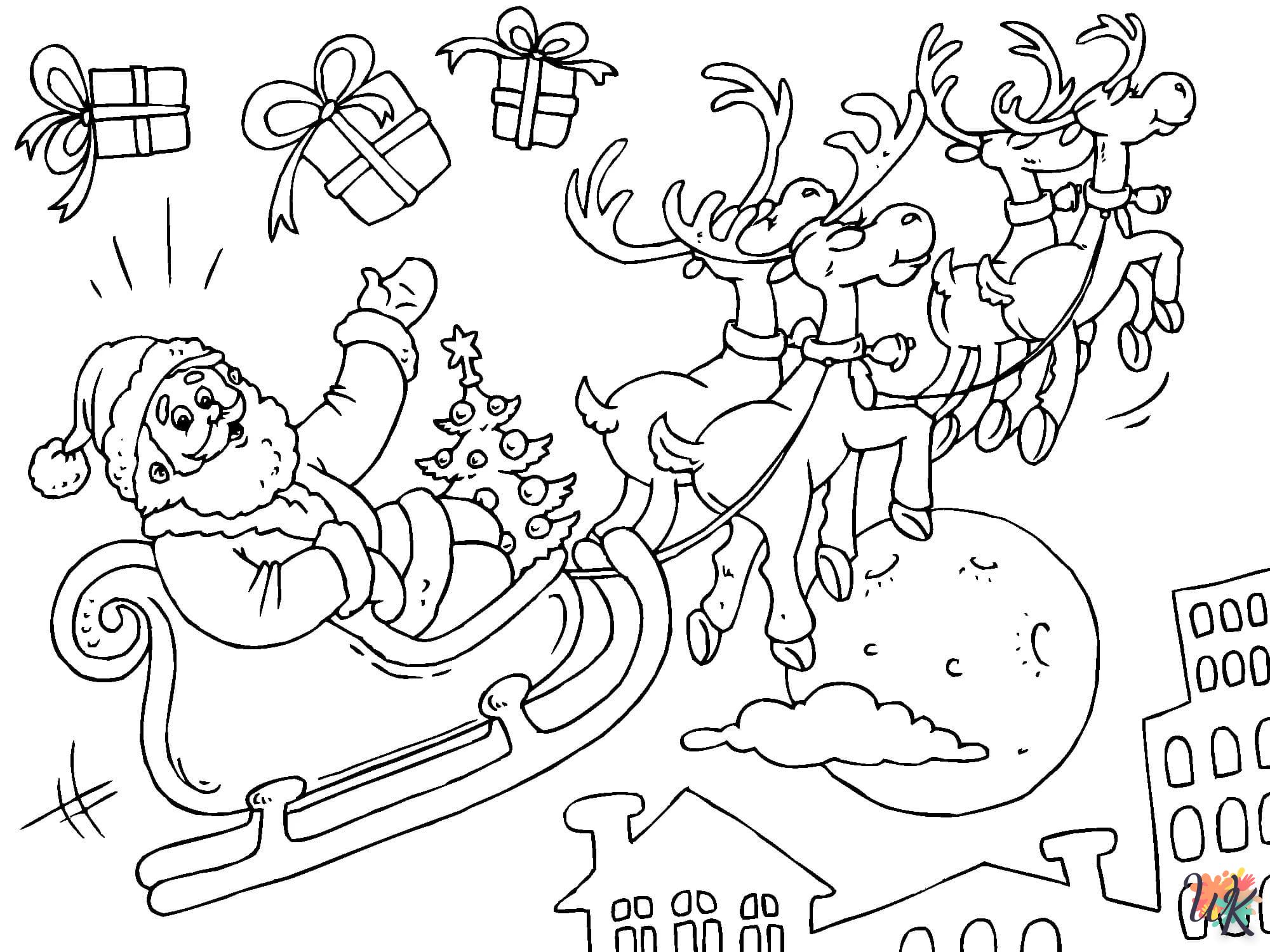 coloriage Père Noël  à imprimer kawaii