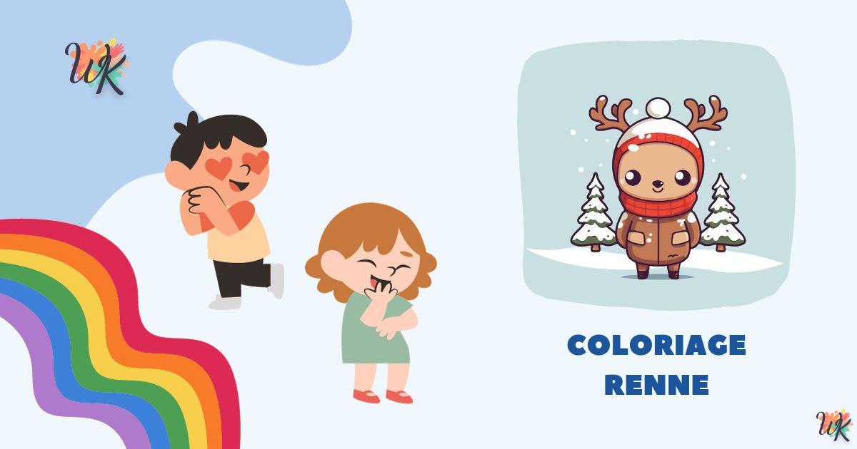 Coloriage Renne avec un joli nez rouge pour les bébés à Noël