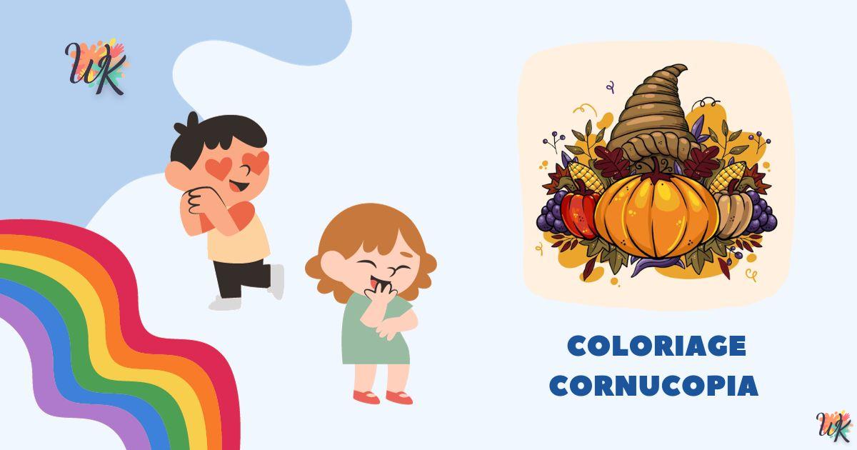 Coloriage Cornucopia symbole d’Abondance Gratuit Imprimable