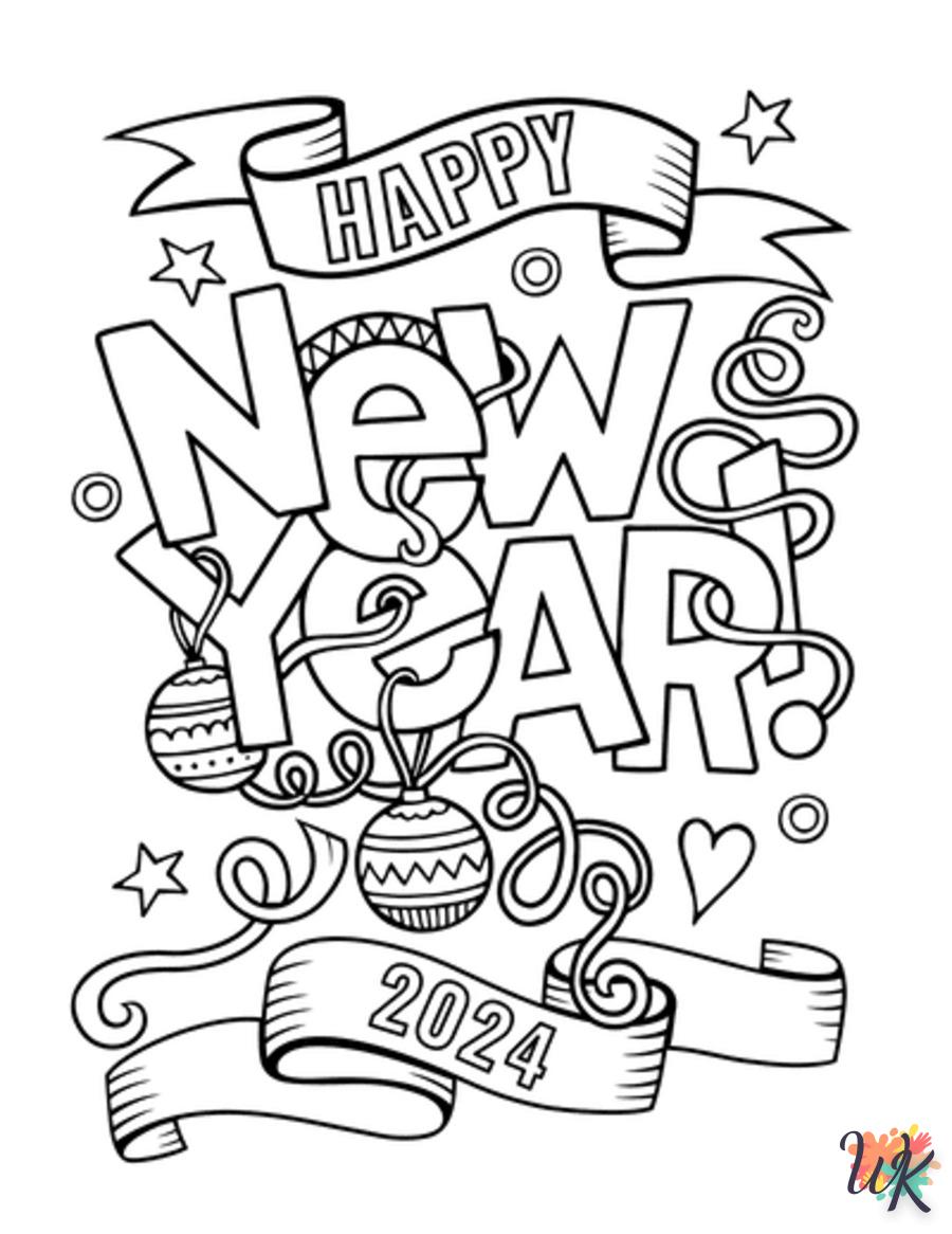 Coloriage 2024 Bonne Ann e Pour Les Enfants Imprimable