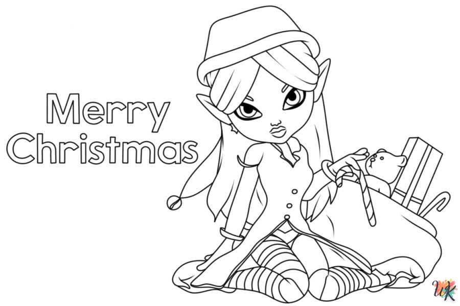 coloriage Fille Elfe pour Noël  automne en ligne gratuit à imprimer