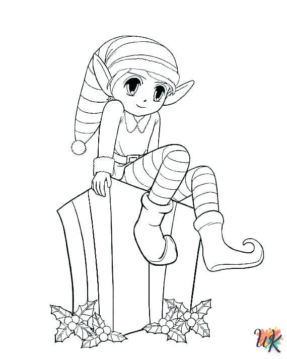 coloriage Fille Elfe pour Noël  à imprimer pour enfant de 7 ans