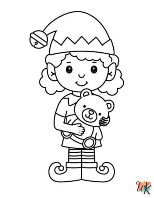 coloriage Fille Elfe pour Noël  enfant à imprimer