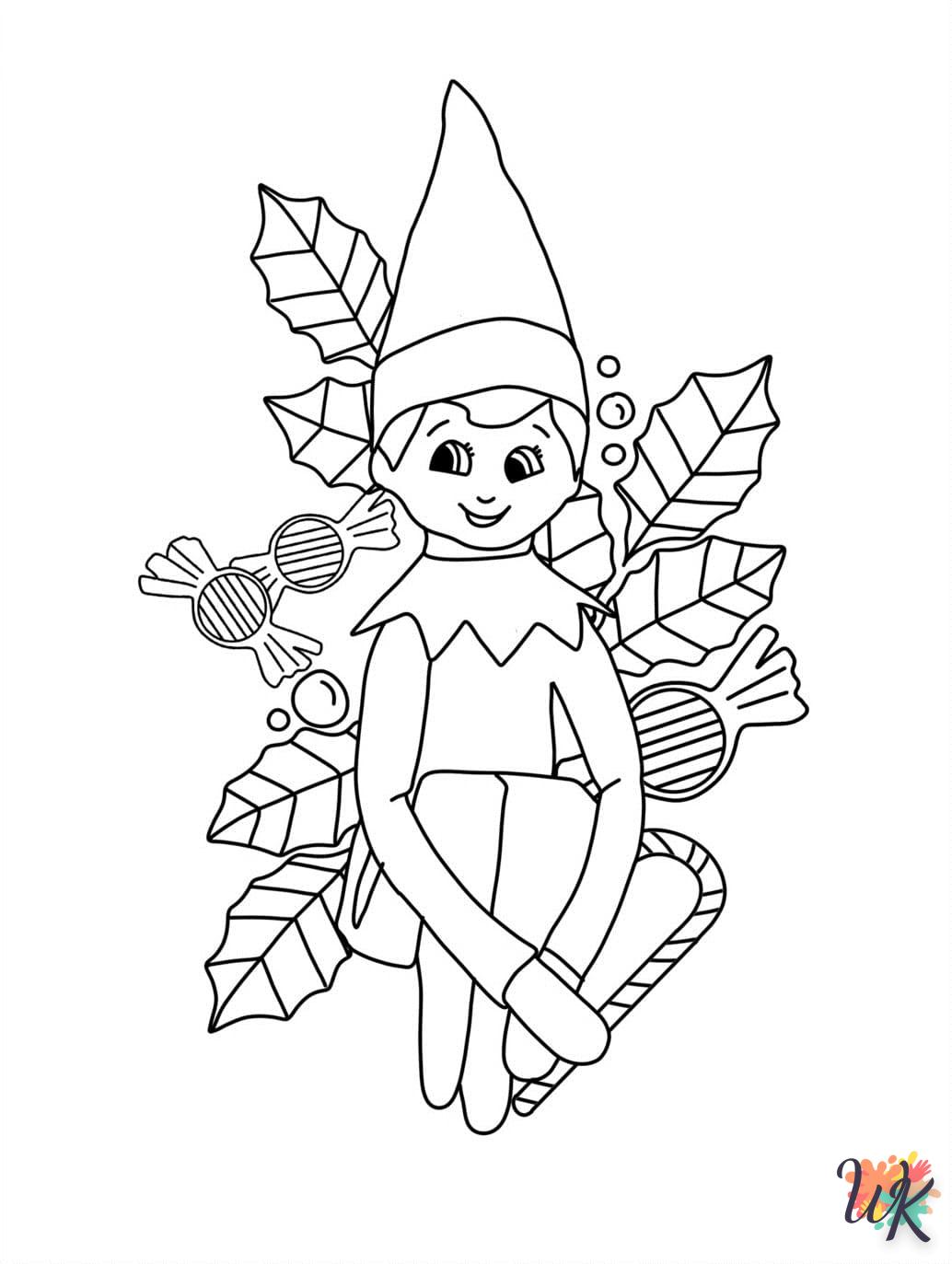coloriage Fille Elfe pour Noël  a imprimer pour enfant de 4 ans