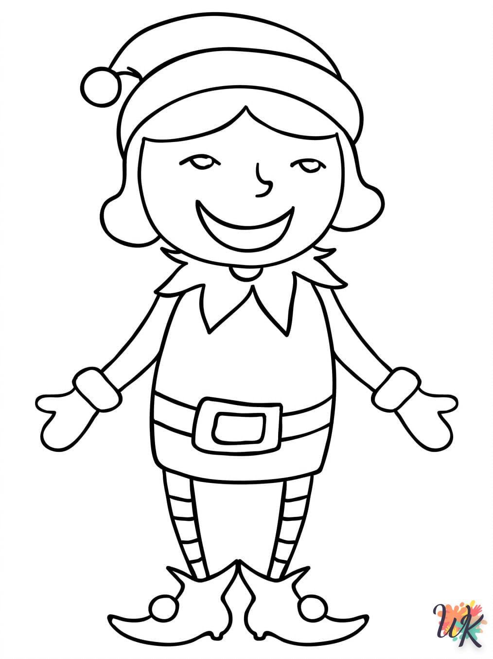 coloriage Fille Elfe pour Noël  pour enfant de 4 ans