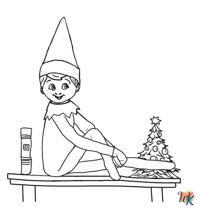 coloriage Fille Elfe pour Noël  et découpage à imprimer