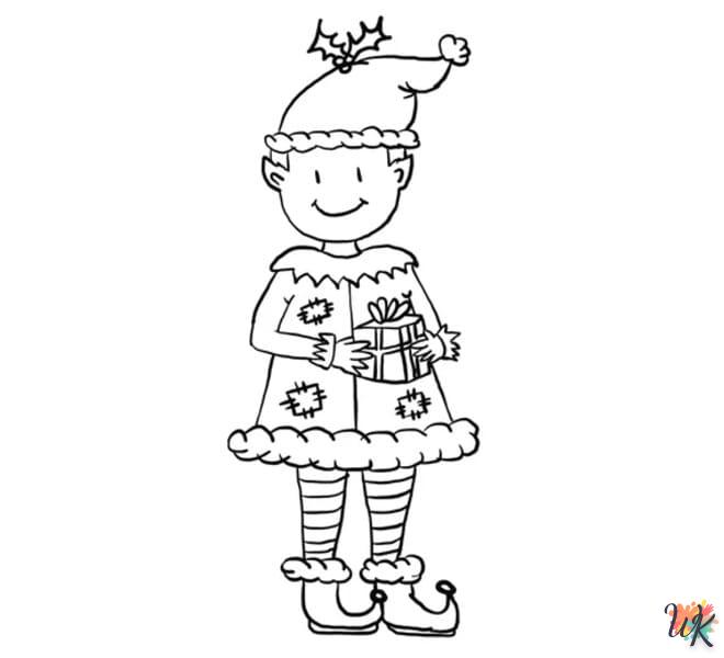 télécharger coloriage Fille Elfe pour Noël  gratuit