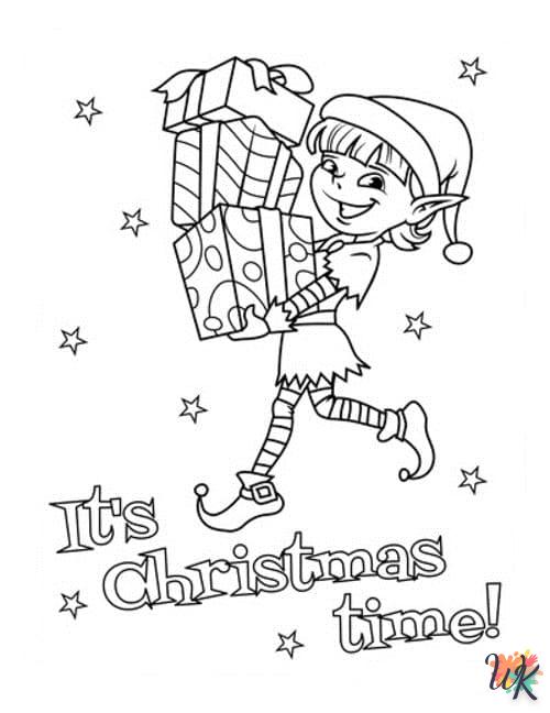 coloriage Fille Elfe pour Noël  et dessin a imprimer