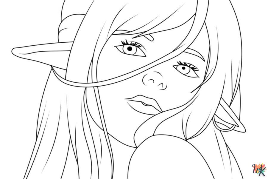 coloriage Fille Elfe pour Noël  a dessiner en ligne