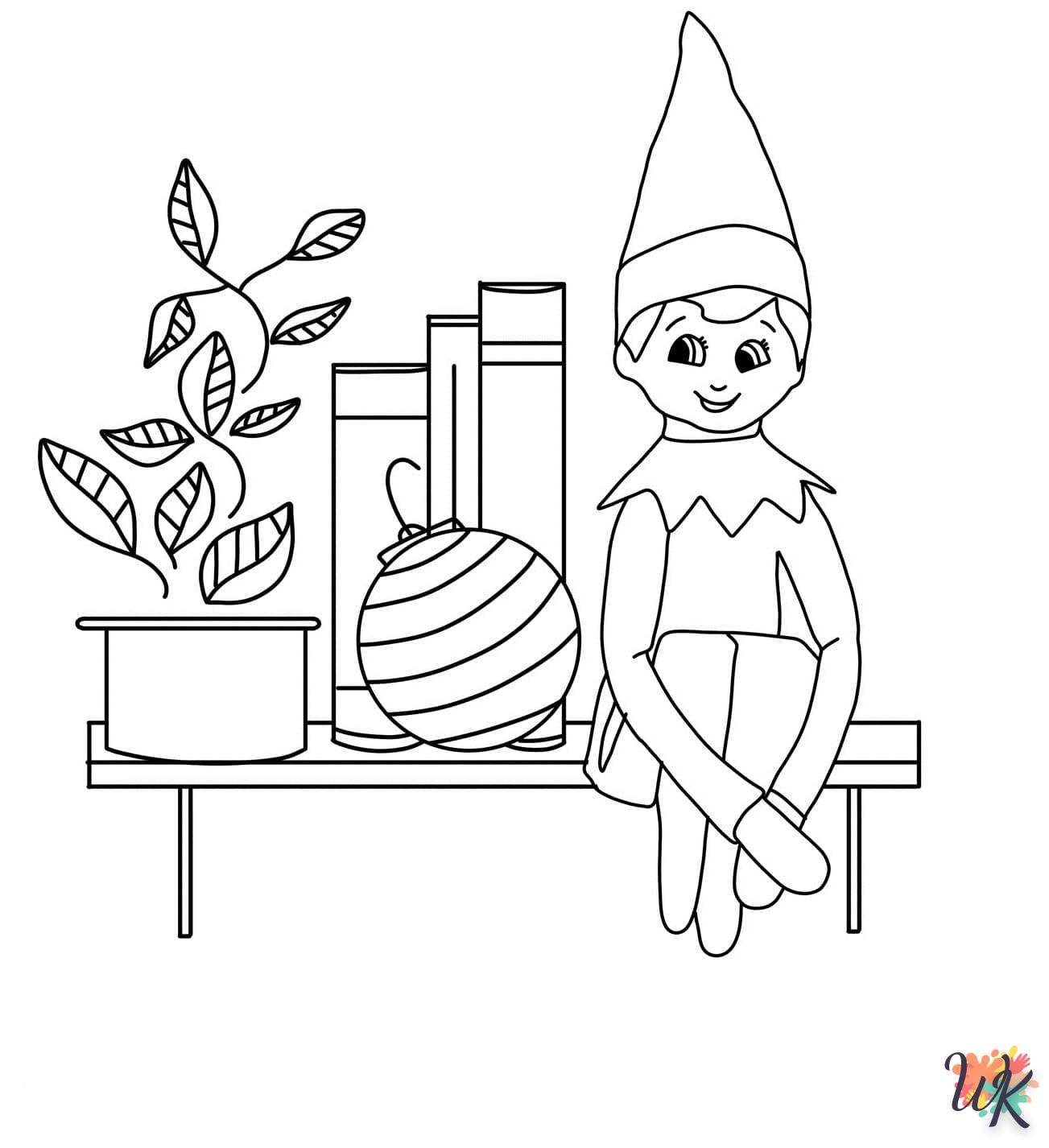 coloriage Fille Elfe pour Noël  bebe à imprimer gratuit