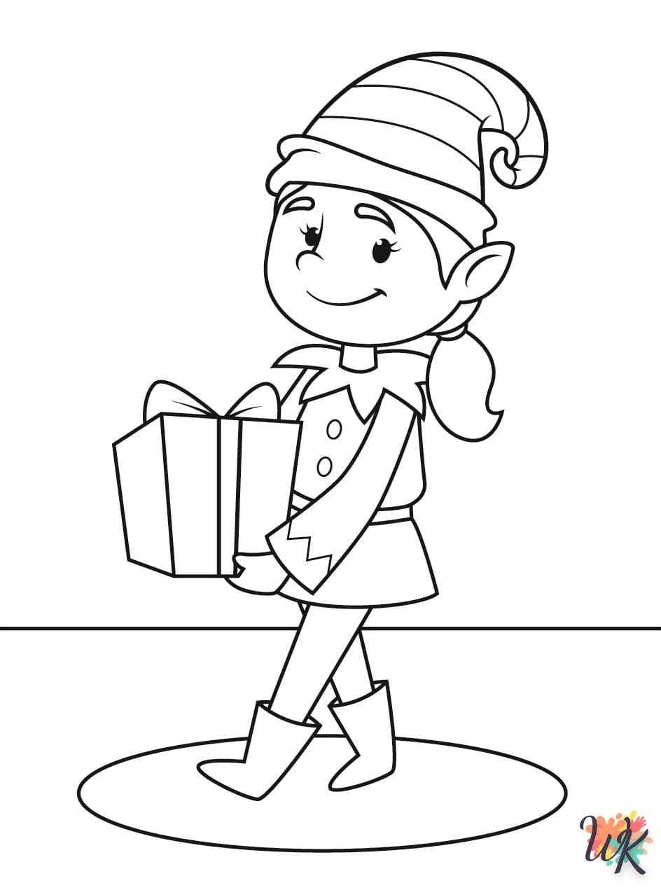 imprimer coloriage Fille Elfe pour Noël  gratuit
